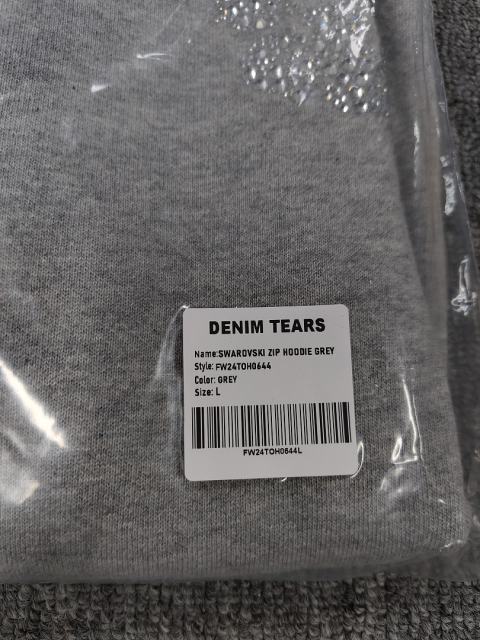 [1:1 Top Quality] Denim Tears Rhinestone Zipped Hoodie Gray