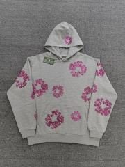 [1:1 TOP QUALITY] Denim Tears Pink Rhinestone Cotton Wreath Gray Pullover Hoodie