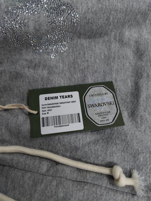 [1:1 Top Quality] Denim Tears Gray Silver Rhinestone Cotton Wreath Joggers