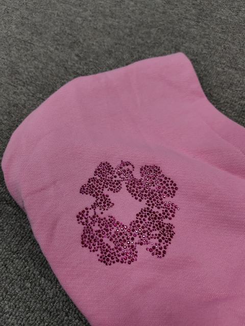 [1:1 TOP QUALITY] Denim Tears Pink Rhinestone Cotton Wreath Pullover Hoodie