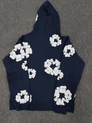 [1:1 TOP QUALITY] Denim Tears Navy Blue Foam Cotton Wreath Pullover Hoodie