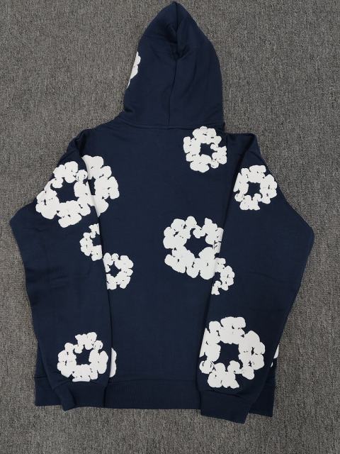 [1:1 TOP QUALITY] Denim Tears Navy Blue Foam Cotton Wreath Pullover Hoodie