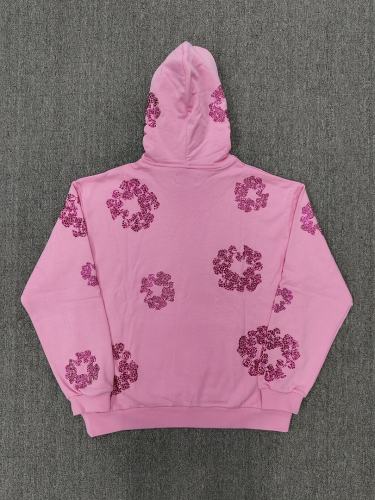 [1:1 TOP QUALITY] Denim Tears Pink Rhinestone Cotton Wreath Pullover Hoodie