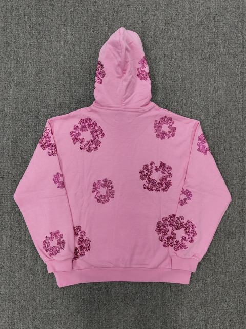 [1:1 TOP QUALITY] Denim Tears Pink Rhinestone Cotton Wreath Pullover Hoodie