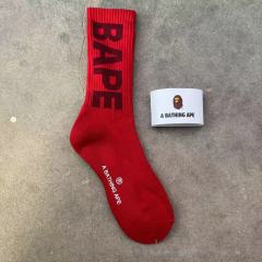 BAPE Big Vertical BAPE Logo Multi-Color Mid Calf Crew Socks