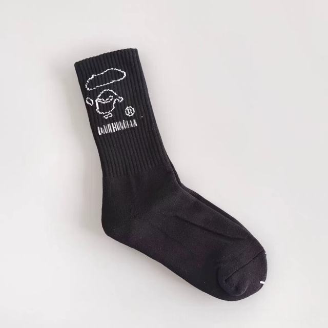 BAPE By Bathing Ape Sketch Ape Logo White Crew Mid Calf Socks