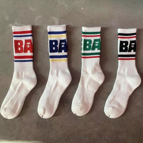 BAPE Big Vertical BAPE Logo Multi-Color Mid Calf Crew Socks