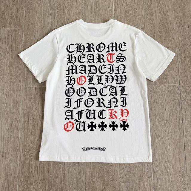 1:1 quality CH Gothic Text Cross Logo Pocket Short Sleeve T-Shirt 2 Colors