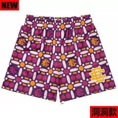 [Buy 3 Get 1 FREE] Eric Emanuel Purple Geometric All Over Print Mesh Basketball Shorts
