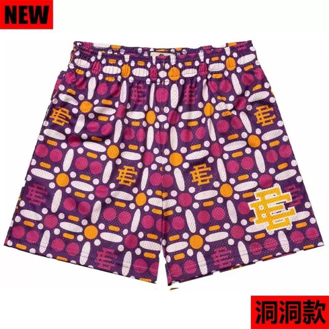 [Buy 3 Get 1 FREE] Eric Emanuel Purple Geometric All Over Print Mesh Basketball Shorts