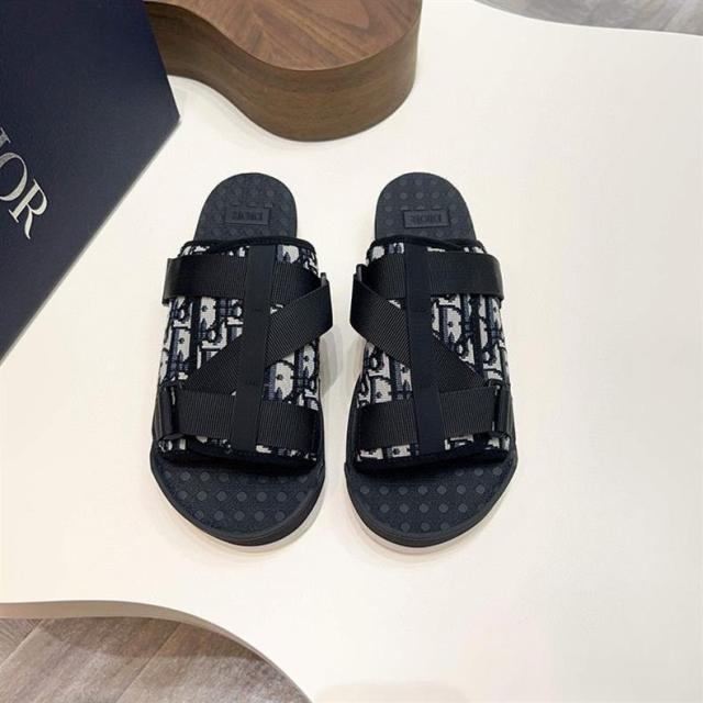 Oblique Jacquard Adjustable Strap Slide Sandals