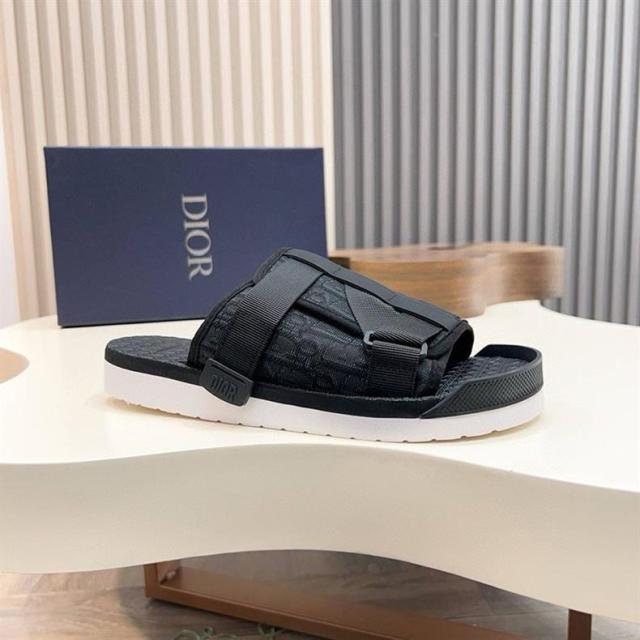 Oblique Jacquard Adjustable Strap Slide Sandals
