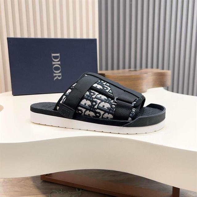 Oblique Jacquard Adjustable Strap Slide Sandals