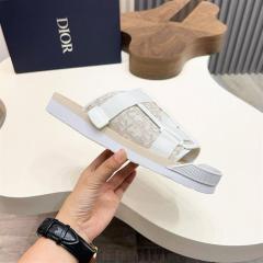 Oblique Jacquard Adjustable Strap Slide Sandals