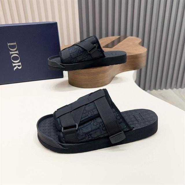 Oblique Jacquard Adjustable Strap Slide Sandals