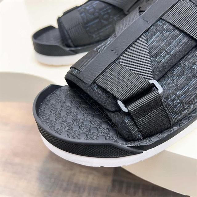Oblique Jacquard Adjustable Strap Slide Sandals