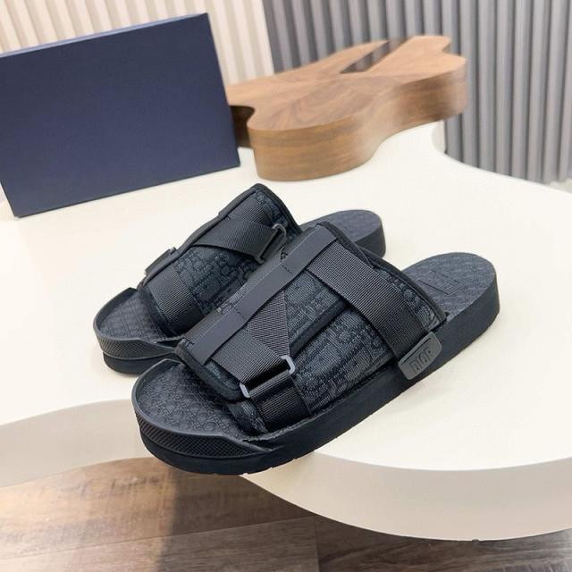 Oblique Jacquard Adjustable Strap Slide Sandals