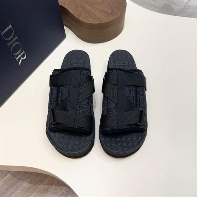 Oblique Jacquard Adjustable Strap Slide Sandals