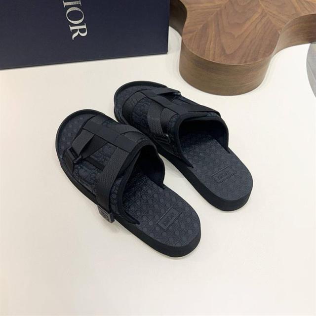 Oblique Jacquard Adjustable Strap Slide Sandals