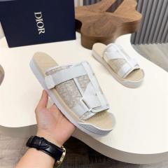 Oblique Jacquard Adjustable Strap Slide Sandals