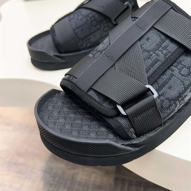 Oblique Jacquard Adjustable Strap Slide Sandals