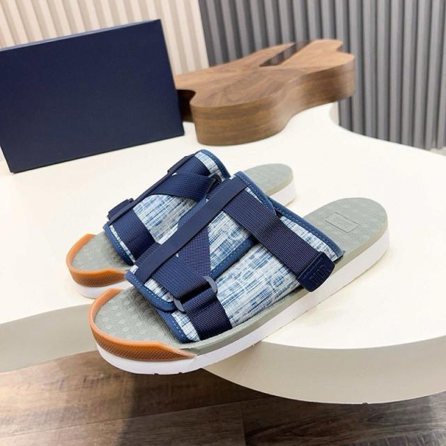 Oblique Jacquard Adjustable Strap Slide Sandals
