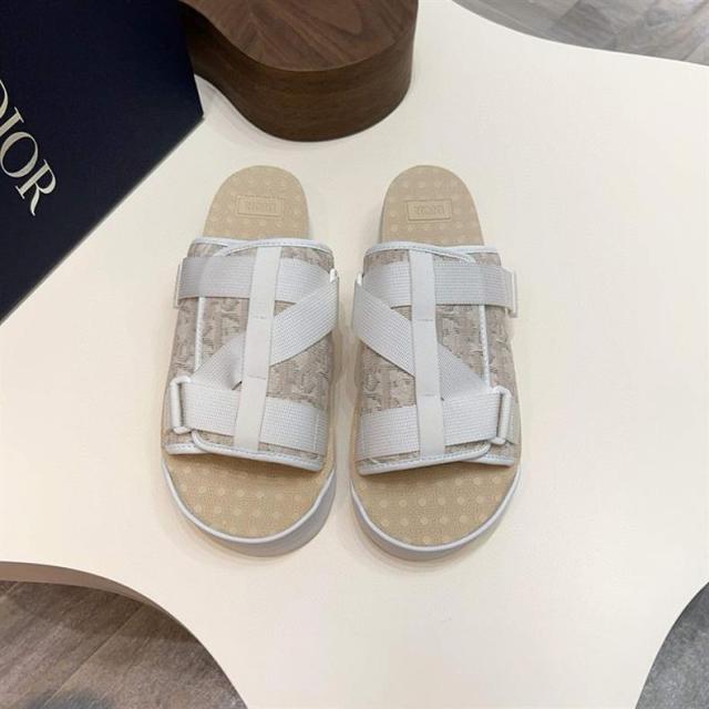Oblique Jacquard Adjustable Strap Slide Sandals
