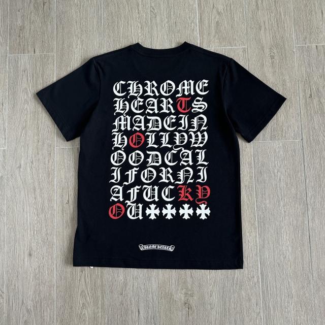 1:1 quality CH Gothic Text Cross Logo Pocket Short Sleeve T-Shirt 2 Colors