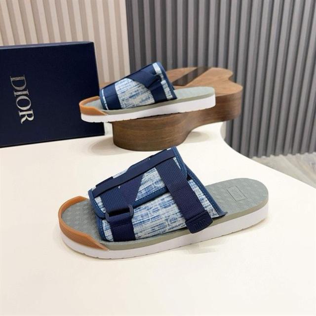 Oblique Jacquard Adjustable Strap Slide Sandals
