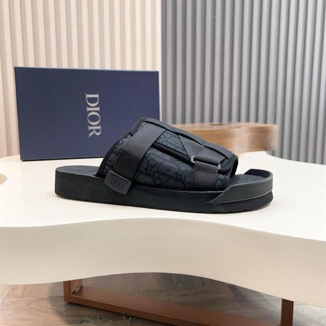 Oblique Jacquard Adjustable Strap Slide Sandals