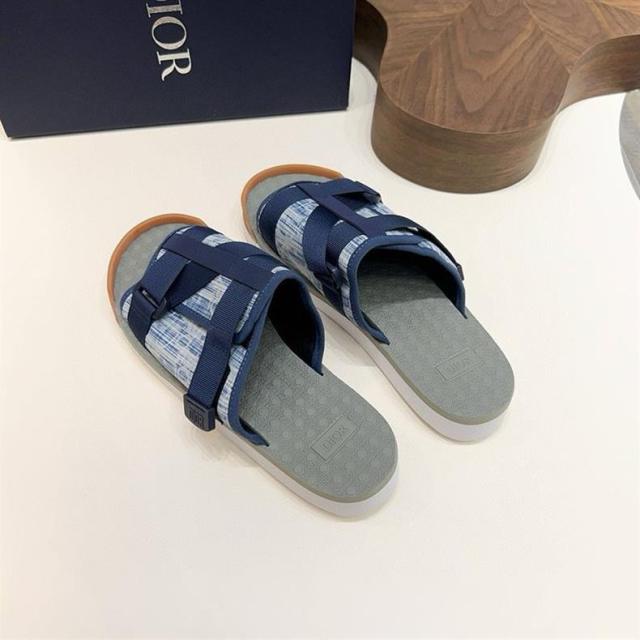 Oblique Jacquard Adjustable Strap Slide Sandals
