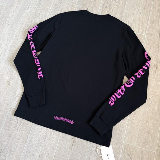 1:1 Quality CH Rose Sanskrit Letters Printed on Neck Arm Sleeve Long Sleeve T-Shirt