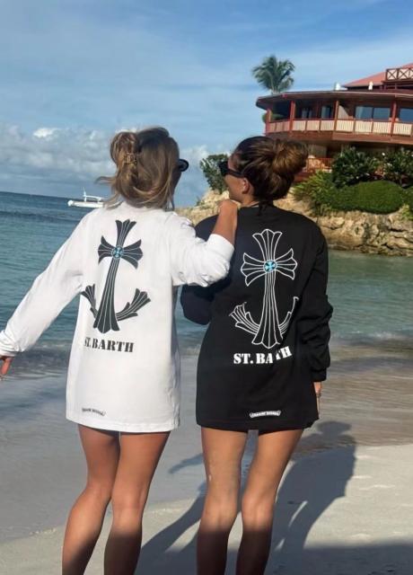 1:1 quality CH Neckline Printed Floral Arm Long Sleeve T-Shirt 2 colors
