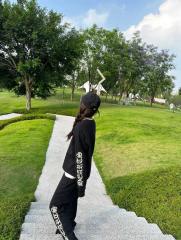 1:1 quality CH Vertical Gothic Letter Black Wide Leg Sweatpants