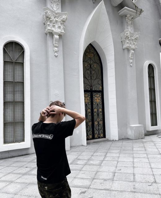 1:1 quality CH Banner Logo Pocket Short Sleeve T-Shirt 2 Colors