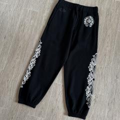 1:1 quality CH White Floral Cross Side Stripe Black Jogger Sweatpants