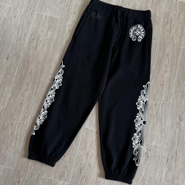 1:1 quality CH White Floral Cross Side Stripe Black Jogger Sweatpants