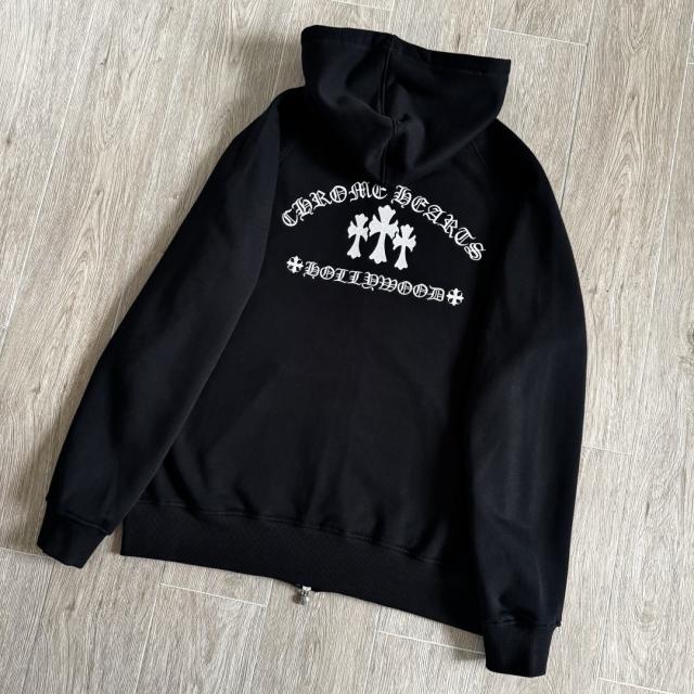 1:1 Top Quality CH Hollywood Three Cross Black Full Zip Hoodie