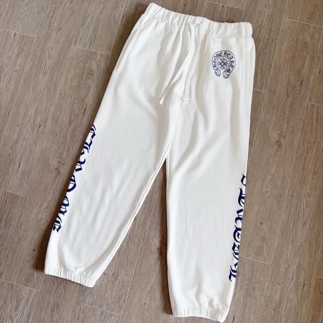 1:1 quality CH Blue Vertical Gothic Letter White Jogger Sweatpants