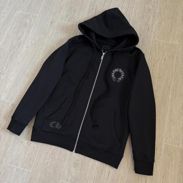 1:1 Top Quality CH USA Gothic Letter Black Full Zip Hoodie
