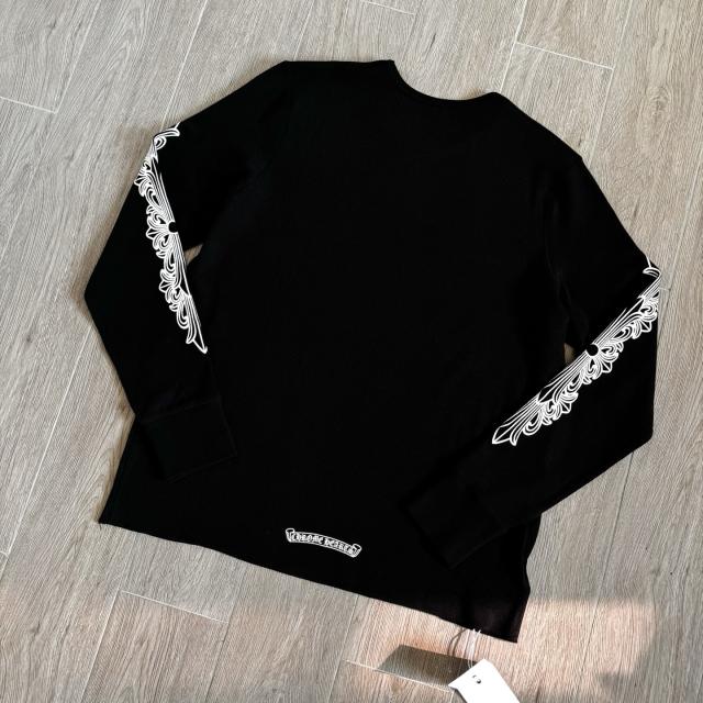 1:1 Quality CH Black Floral Sleeve Horseshoe Waffle Long Sleeve Thermal T-Shirt