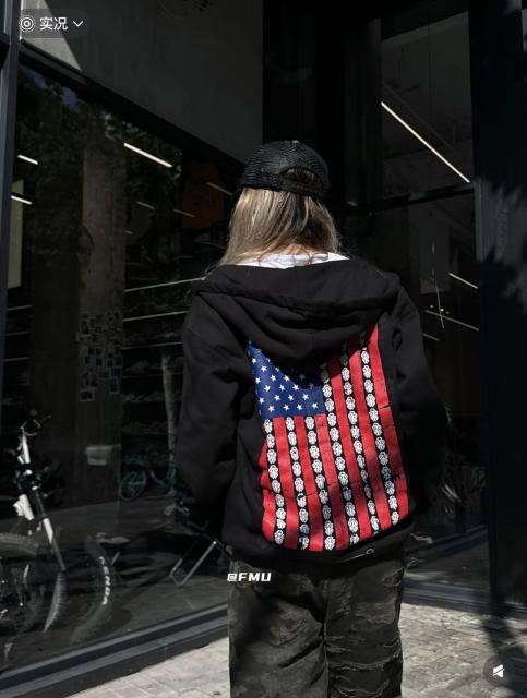 1:1 Top Quality CH USA American Flag Full Zip Hoodie