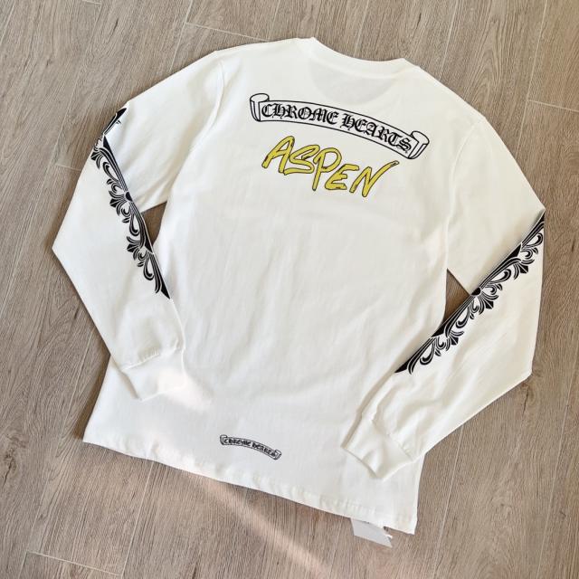 1:1 quality CH Aspen Yellow Letter White Sleeve Floral Long Sleeve Pocket T-Shirt
