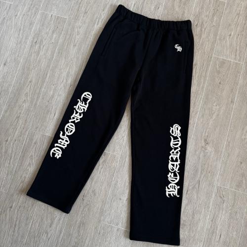 1:1 quality CH Vertical Gothic Letter Black Wide Leg Sweatpants