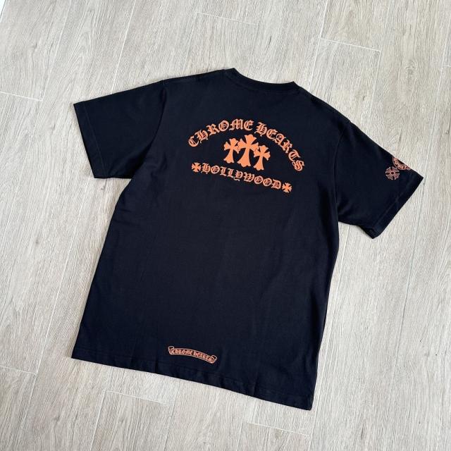1:1 Top Quality CH Orange Triple Cross Hollywood Black Pocket T-Shirt