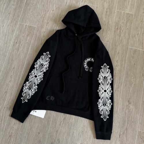 1:1 Top Quality CH White Floral Cross Sleeve Black Pullover Hoodie
