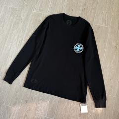 1:1 Quality CH St.Barth Limited Sky Blue Cross Black Pocket Long Sleeve T-Shirt
