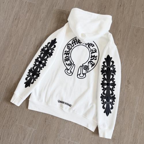 1:1 Top Quality CH Black Floral Cross Sleeve White Full Zip Hoodie