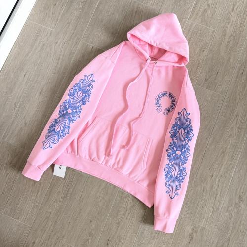 1:1 Top Quality CH Blue Floral Sleeve Pink Horseshoe Graphic Pullover Hoodie
