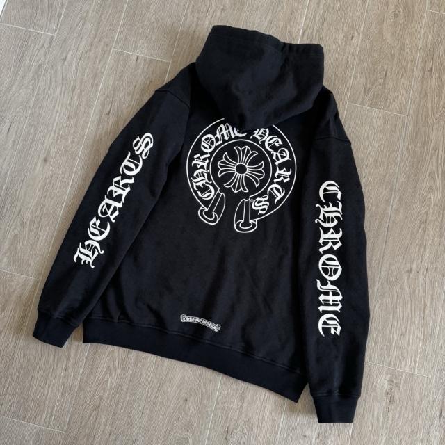 1:1 Top Quality CH Vertical Gothic Word Black Full Zip Hoodie